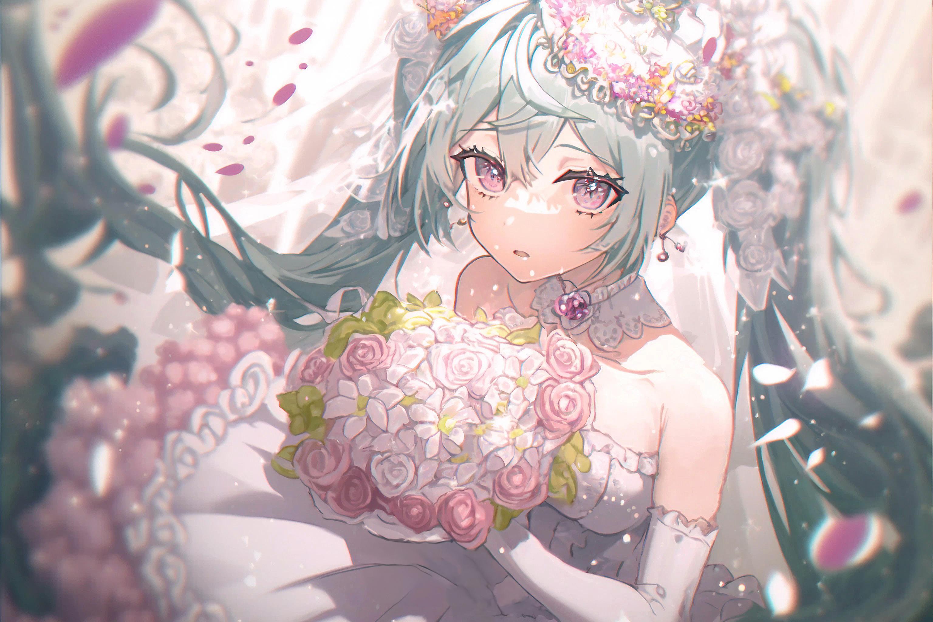 初音未來 初音ミク Miku VOCALOID ツインテール 花嫁