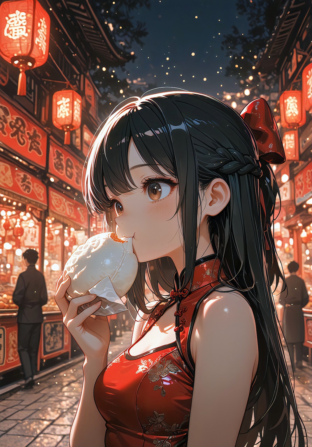 チャイナドレスで夜市散歩