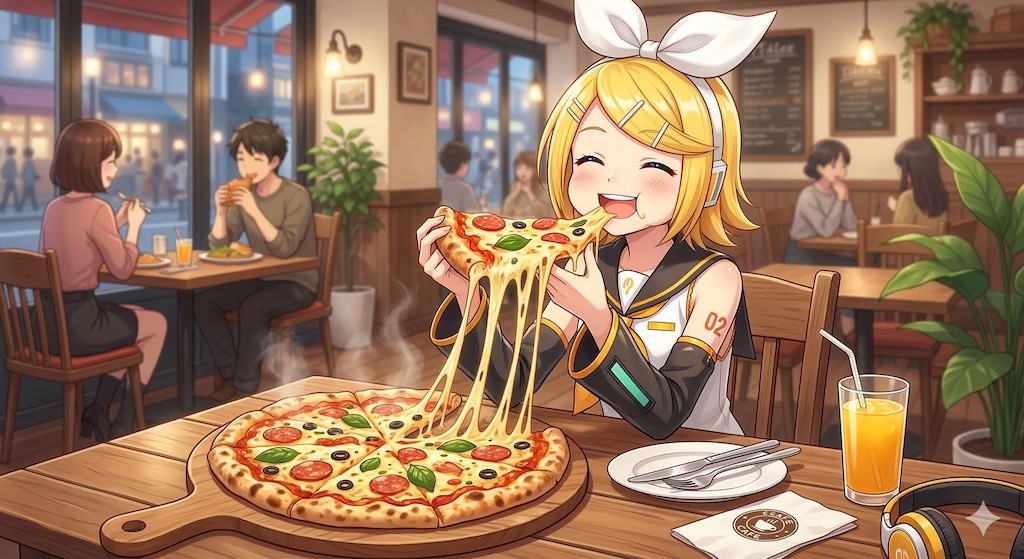 今日のお昼はピザです