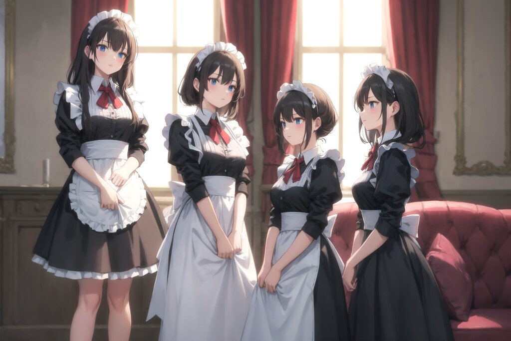 【一語生成】メイド　by #V4B　縦長画像