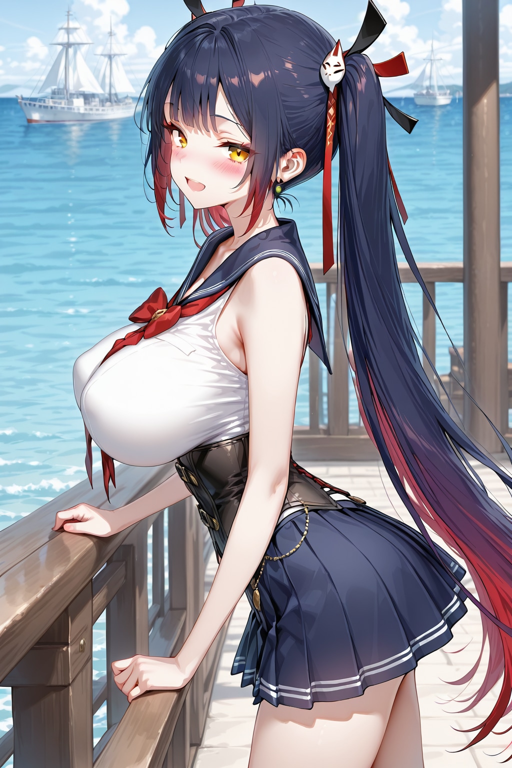 港町の制服少女