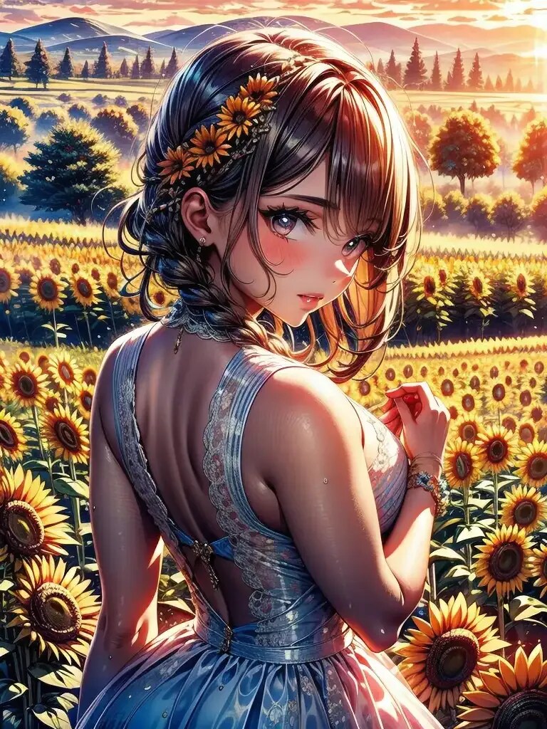 In a sunflower field | の人気AIイラスト・グラビア