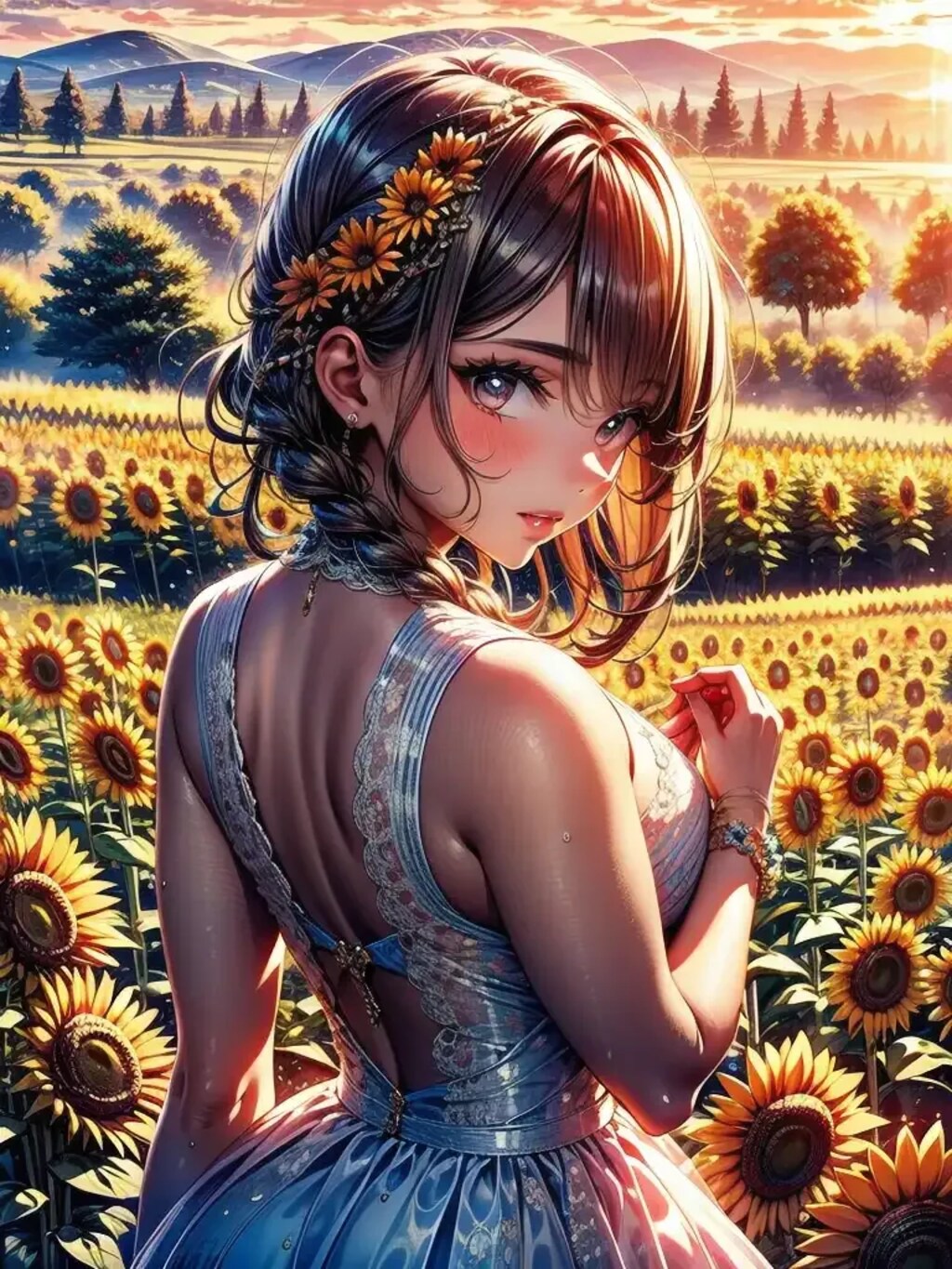 In a sunflower field