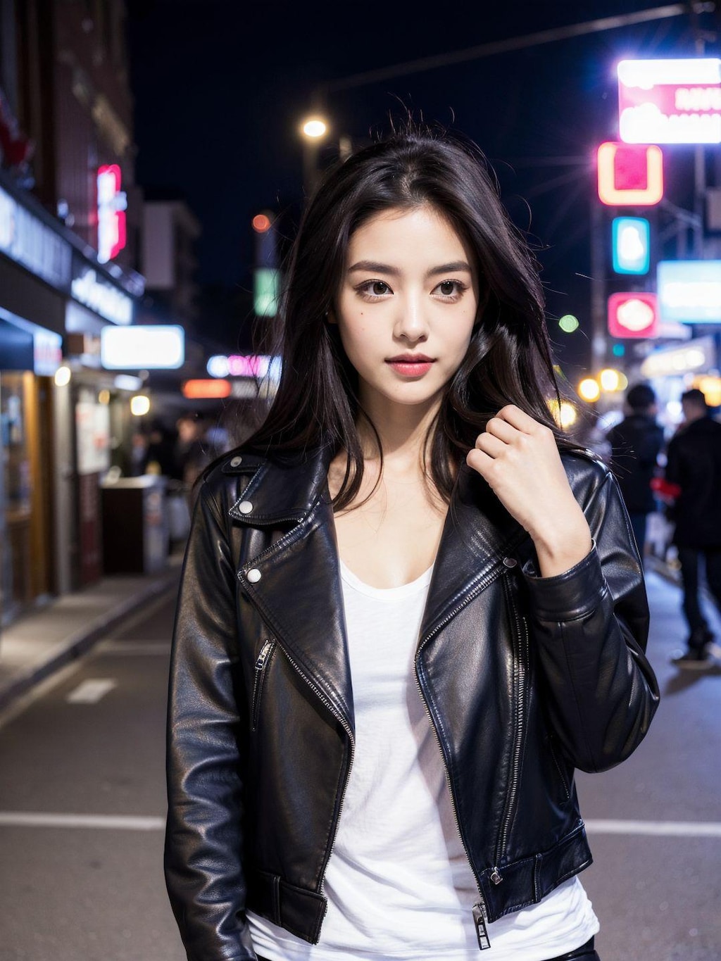 レザージャケットが似合う美女