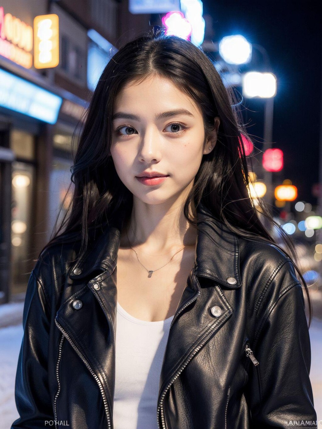 レザージャケットが似合う美女