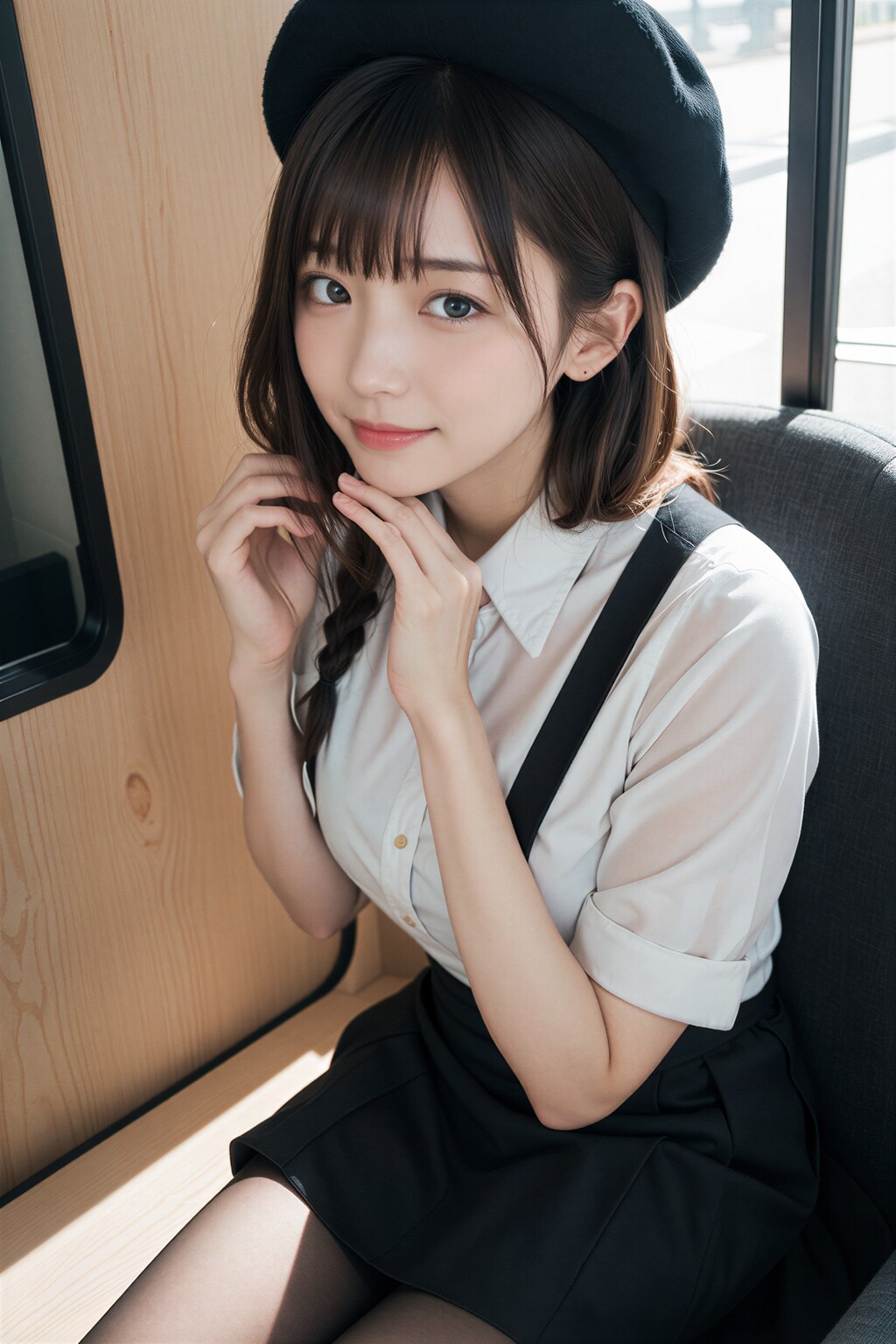 バスに乗る女性