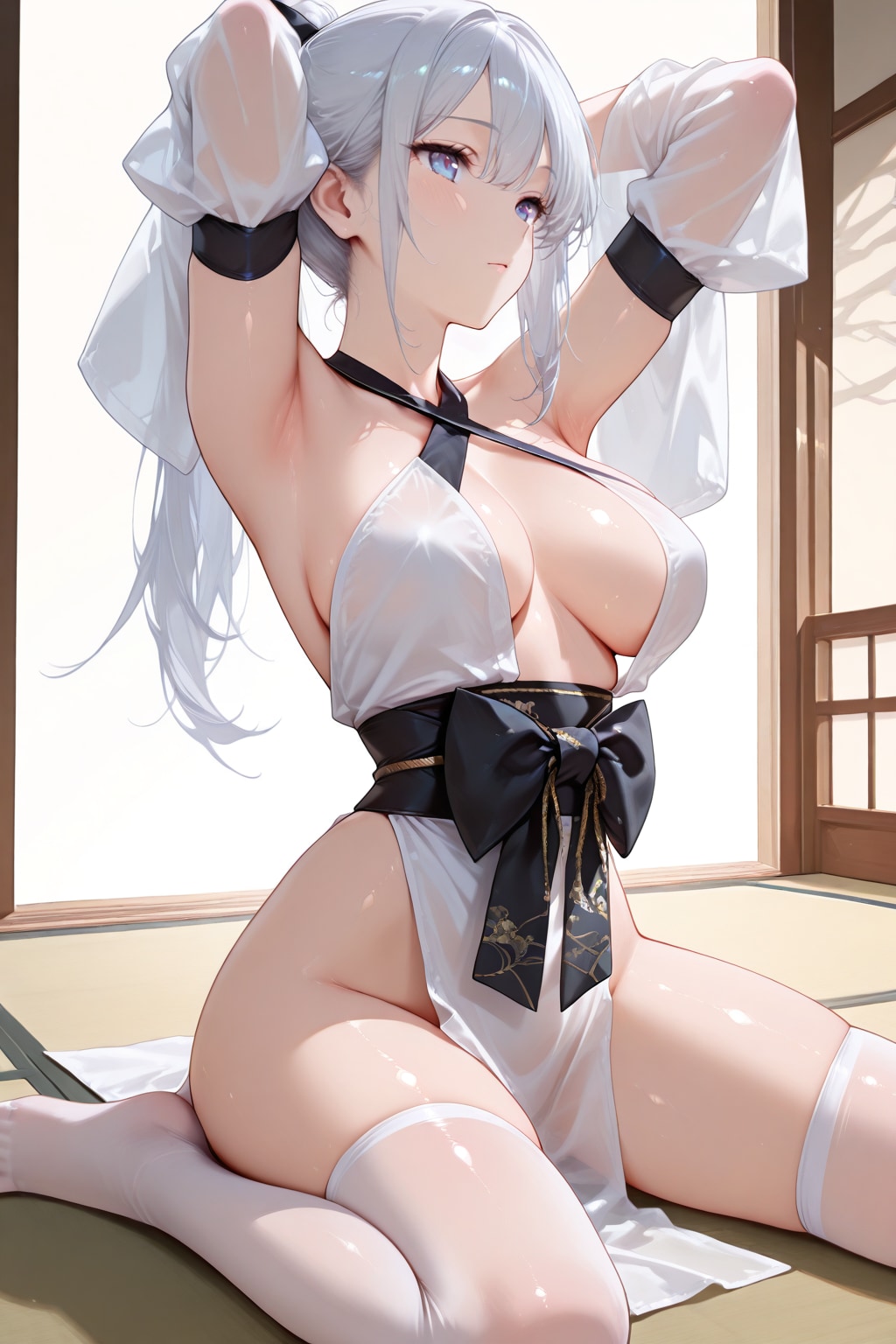 透け透け白着物
