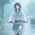 自転車通学するセーラー服カッパ娘 4枚目