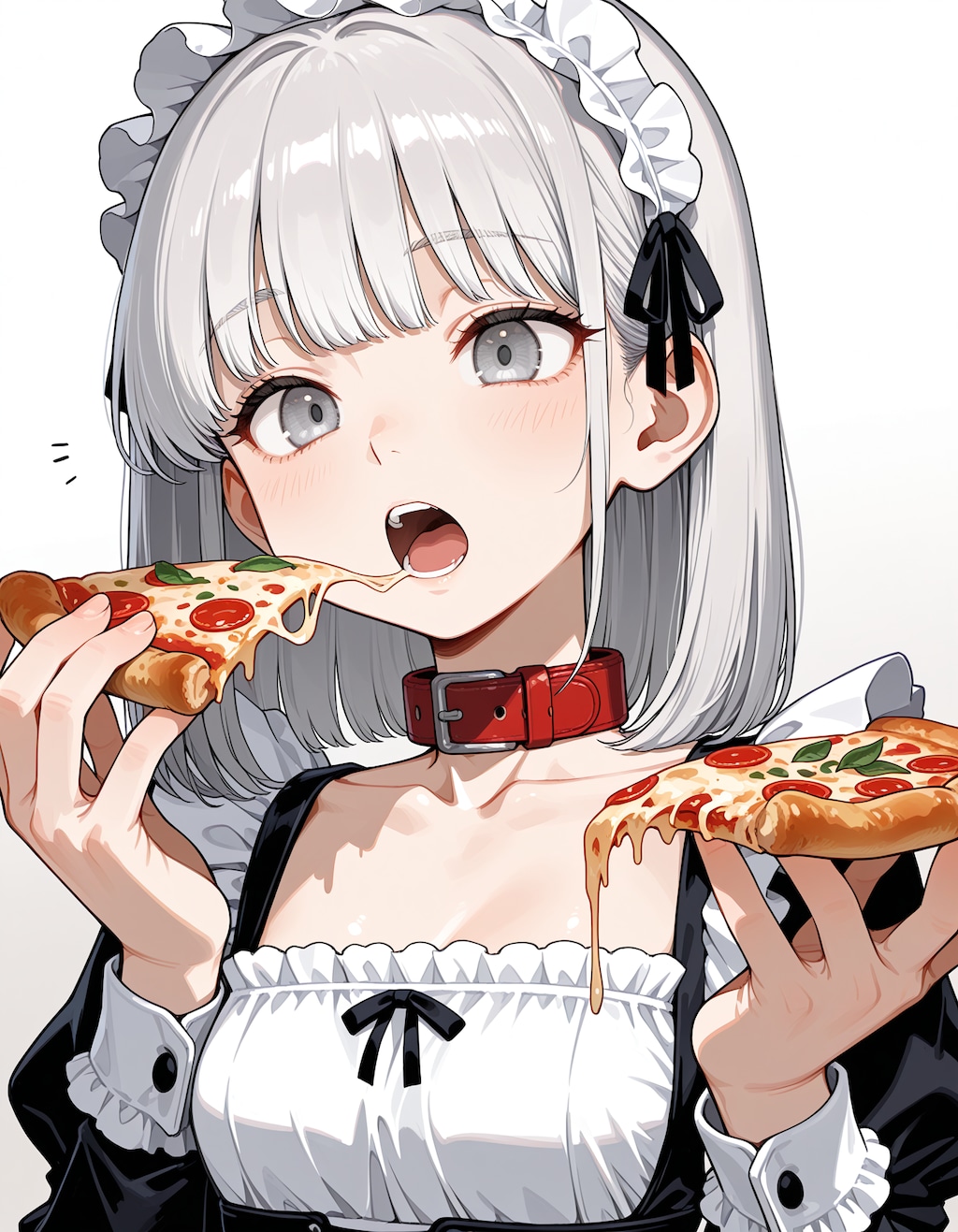 もぐもぐ銀髪メイドちゃん