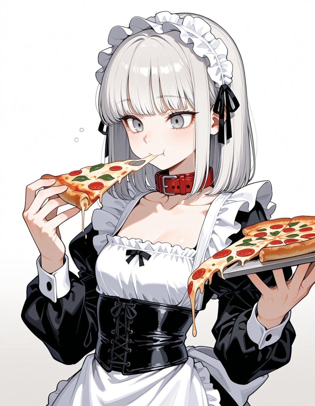 もぐもぐ銀髪メイドちゃん