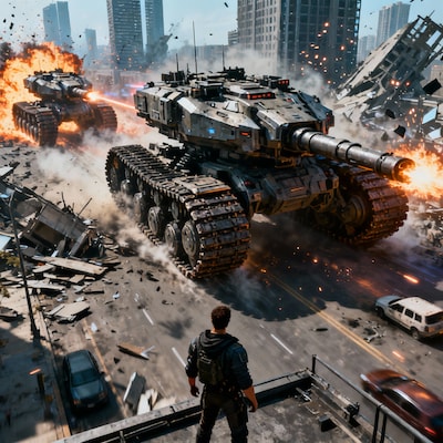 物理演算処理された都市を巨大戦車で蹂躙じゃあああぁーーっ♪