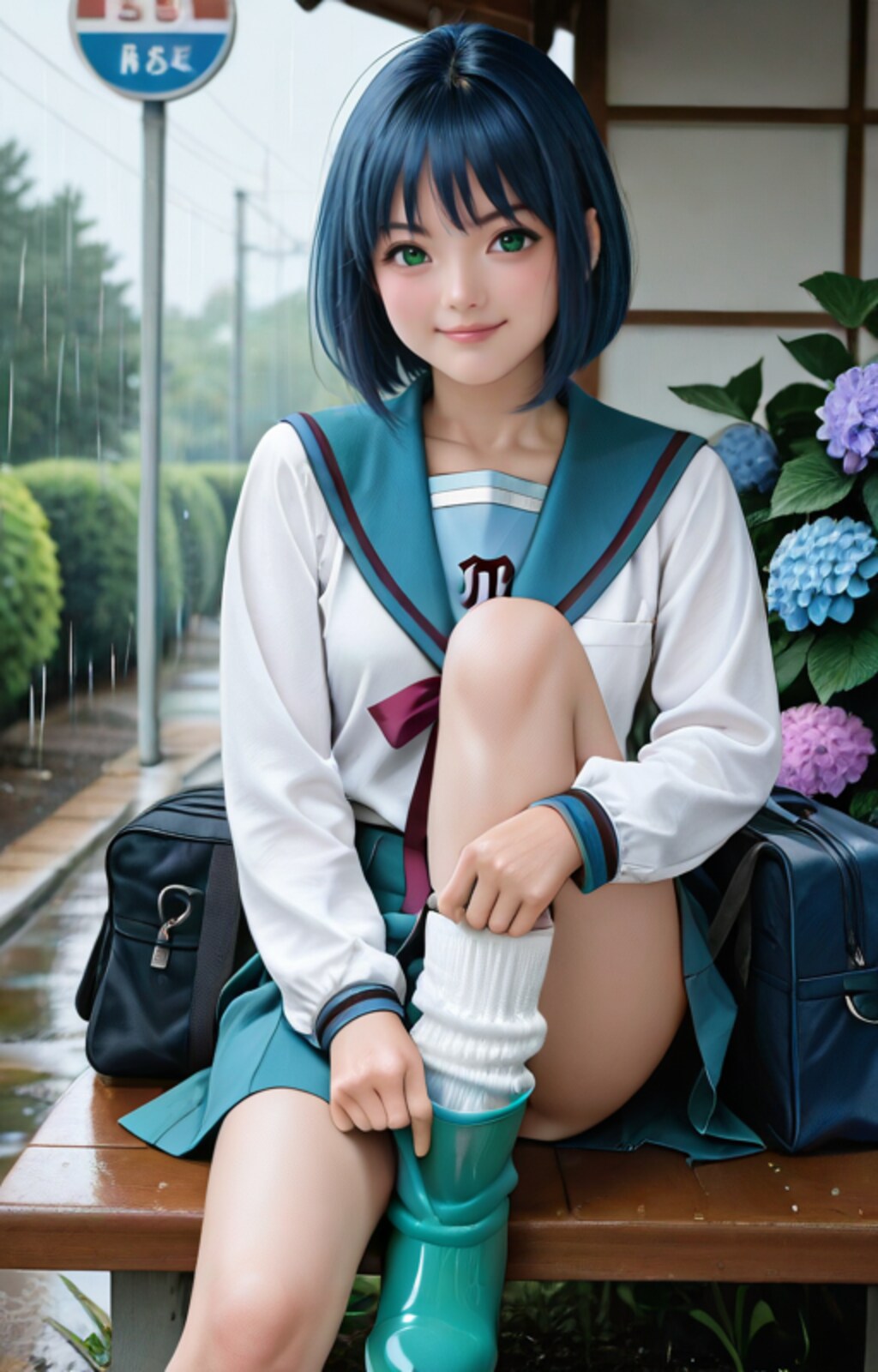 レインブーツとルーズソックス（涼宮ハルヒの北校制服チャレンジ）