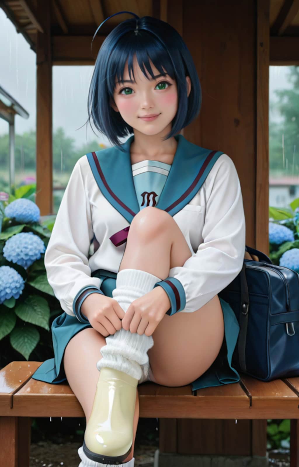 レインブーツとルーズソックス（涼宮ハルヒの北校制服チャレンジ）