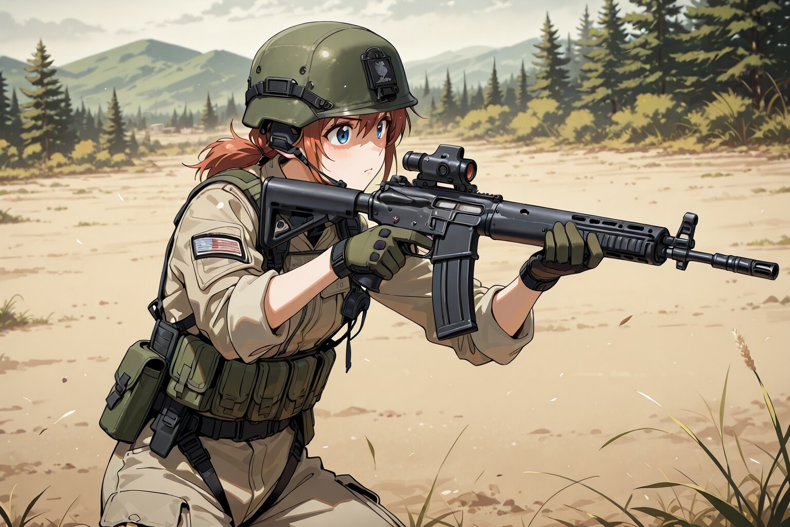 アサルトライフルを構える女性兵士