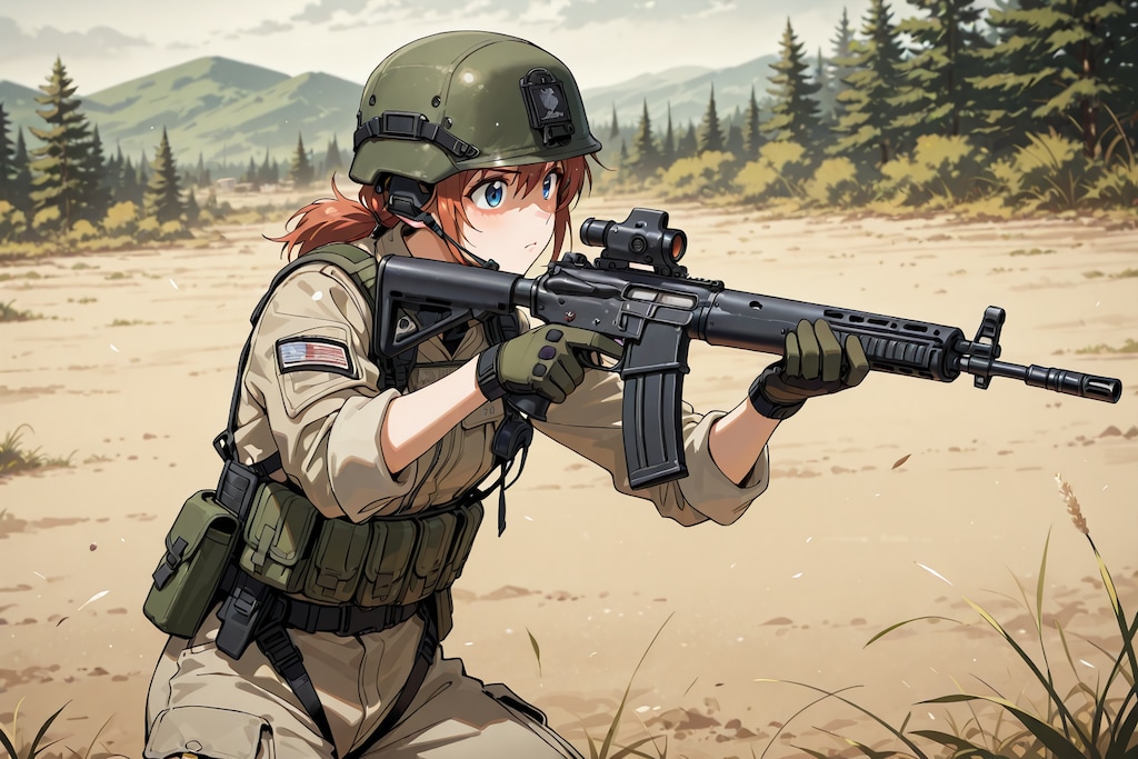 アサルトライフルを構える女性兵士