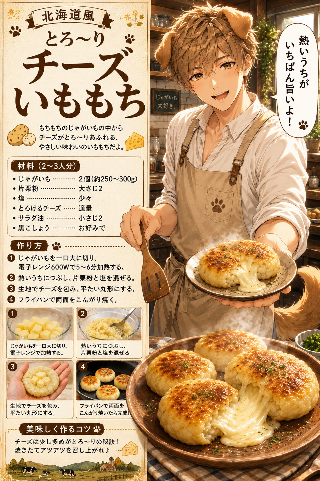 北海道のじゃがいも料理レシピ | の人気AIイラスト・グラビア