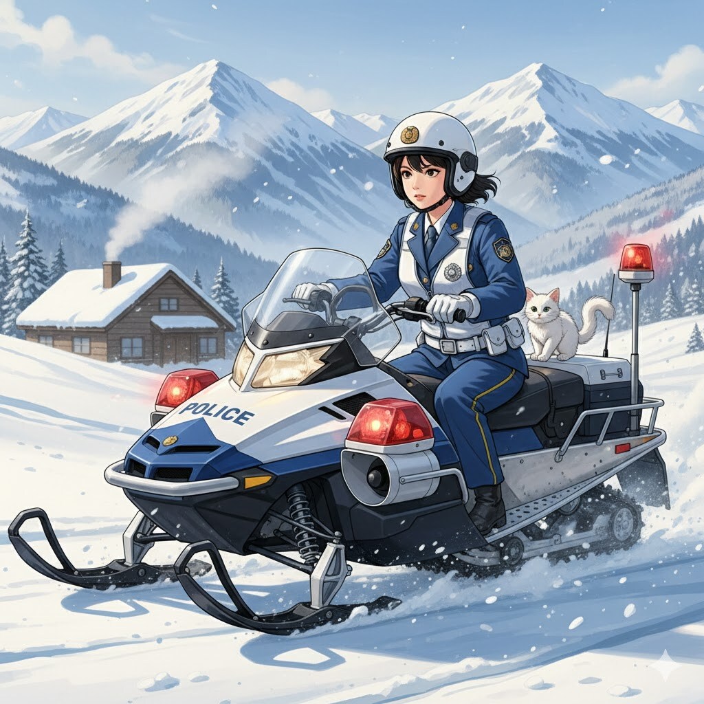 スノーモービルで出動！
