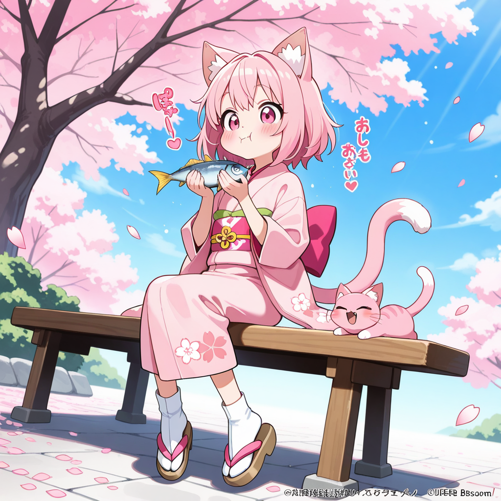 桜を見ながらおさかにゃを食べるのは最高にゃん♡