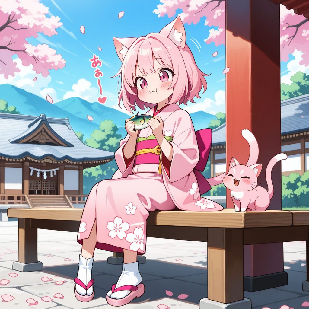 桜を見ながらおさかにゃを食べるのは最高にゃん♡