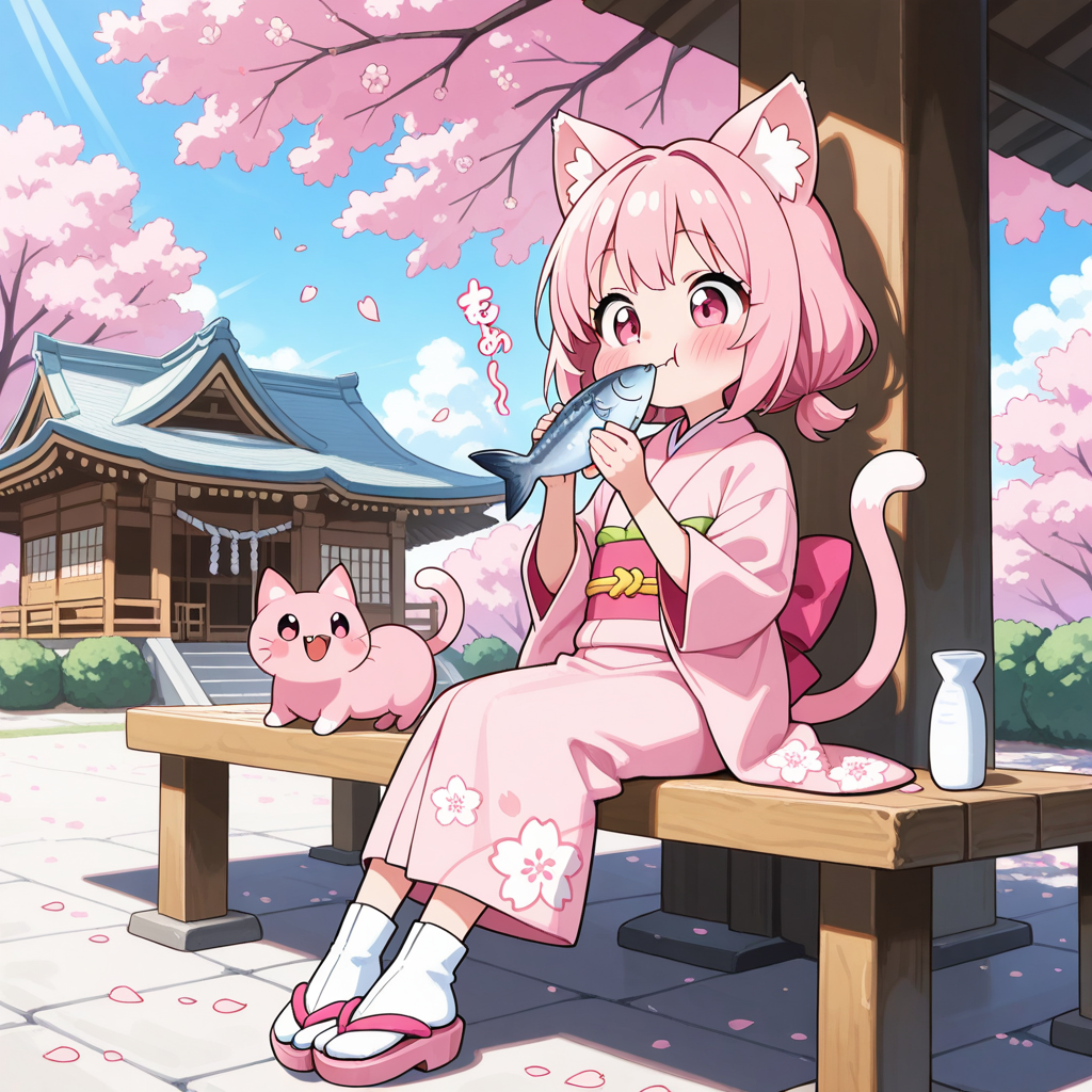 桜を見ながらおさかにゃを食べるのは最高にゃん♡