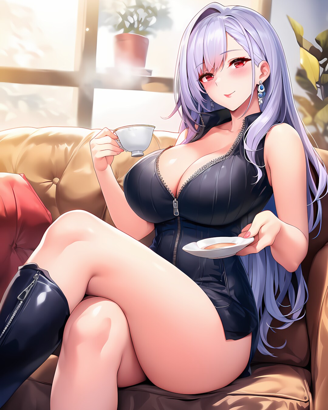 ☕黒ワンピ×ロングブーツ✨ミレナさんの辛口ギャル