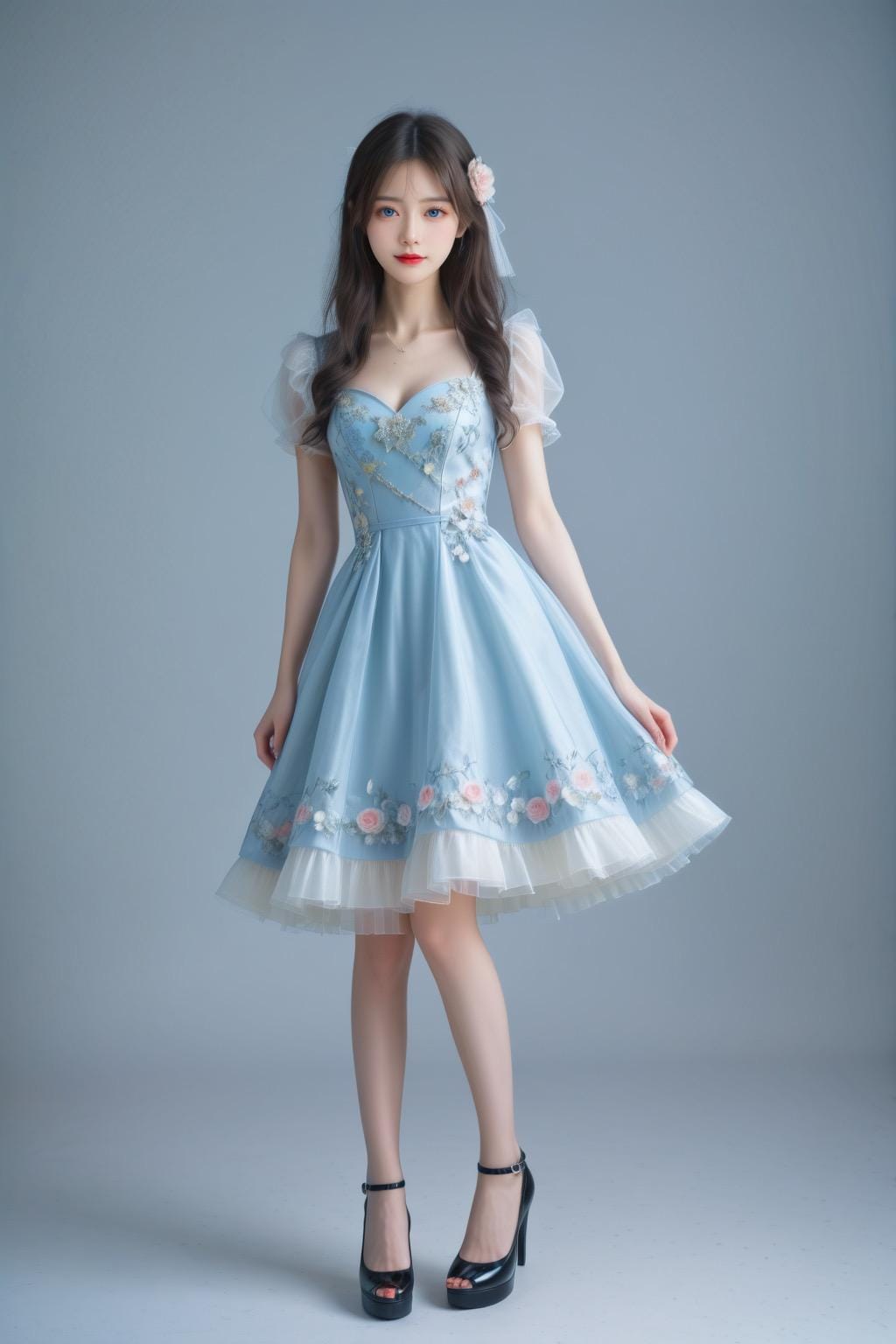 可憐な花柄ラッフル・ドレス