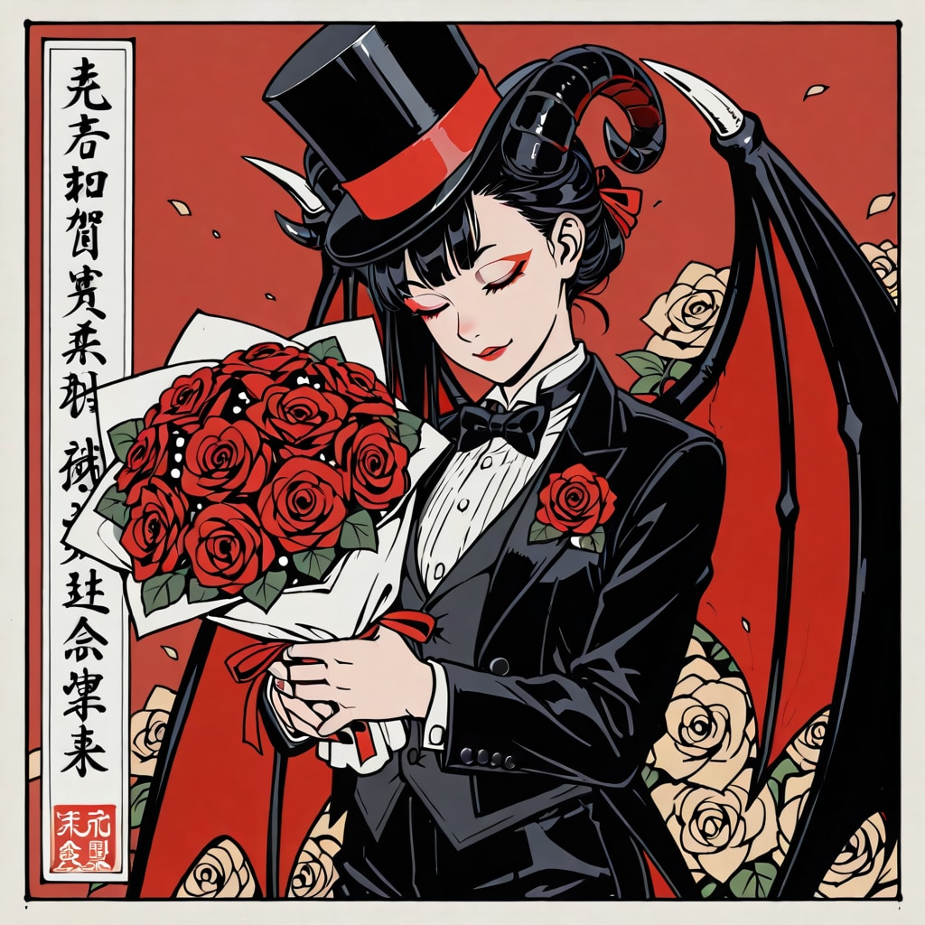 タキシード悪魔っ子(浮世絵風)260226