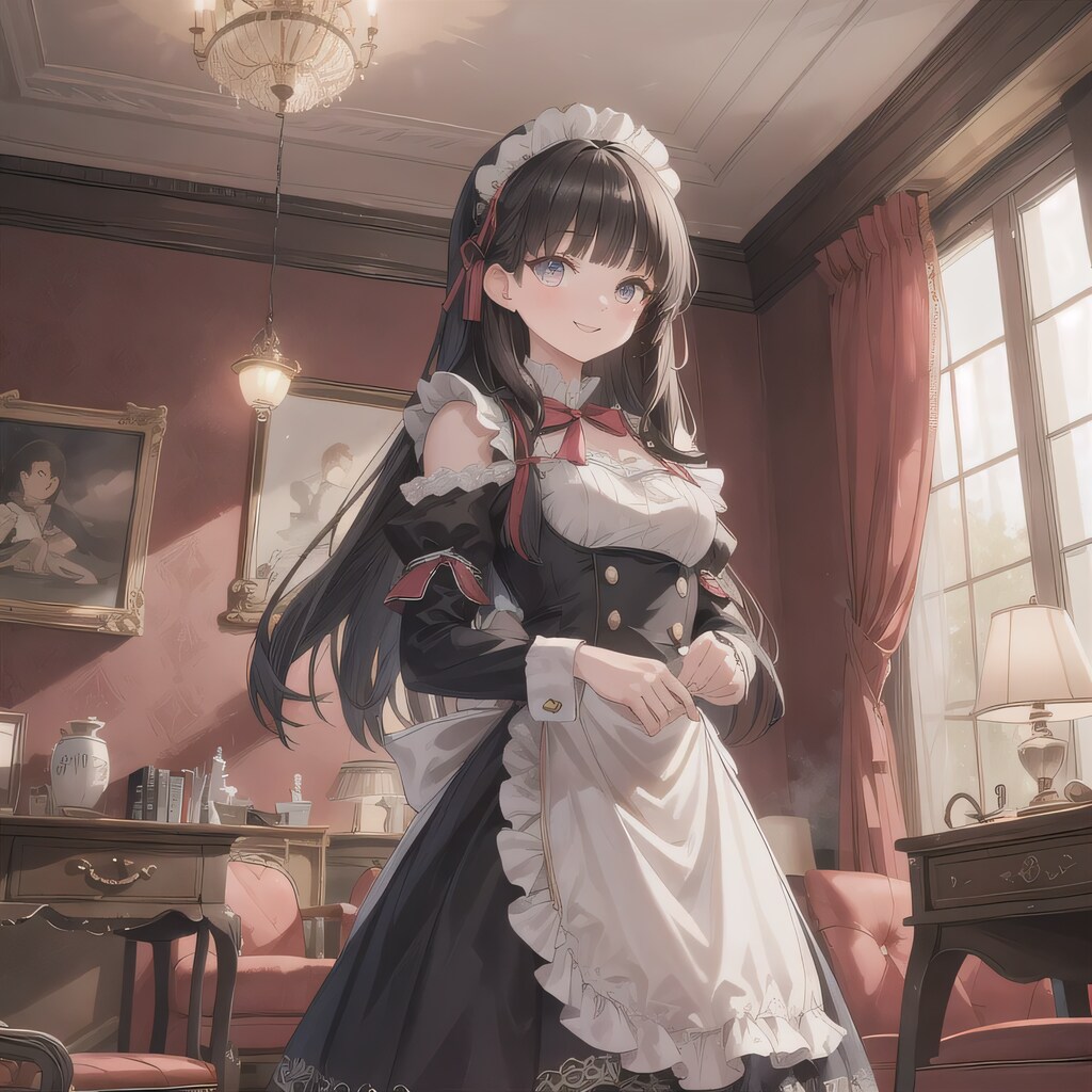 黒髪ロングでメイド服の少女２６