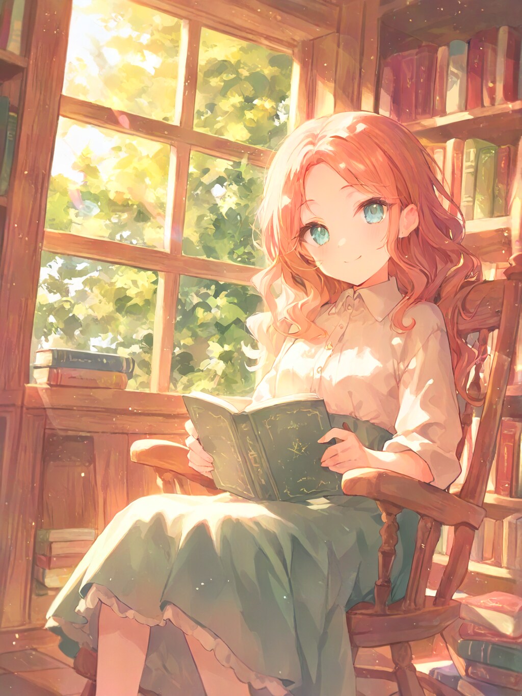 日だまりの読書少女