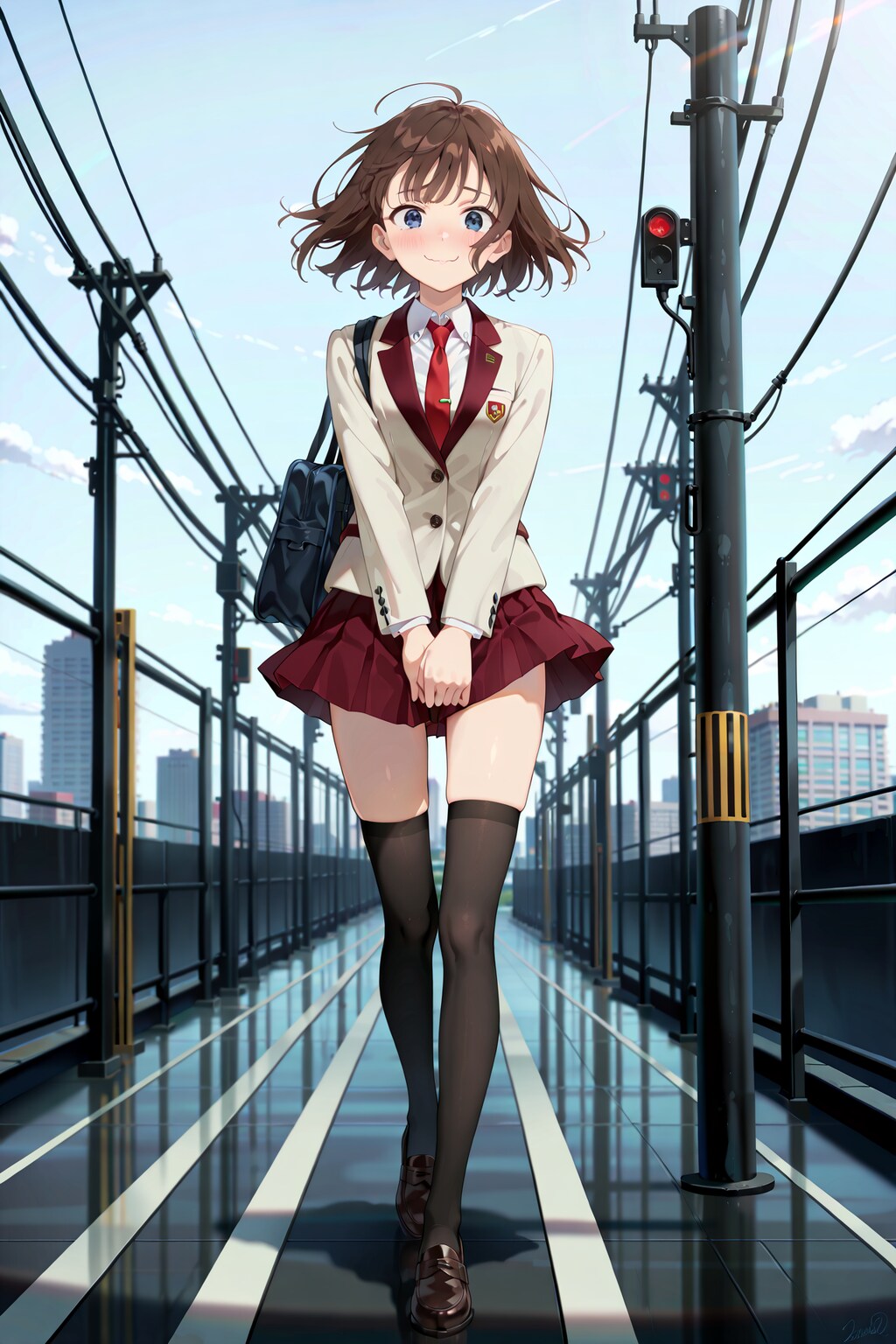 春一番の風に舞うスカート