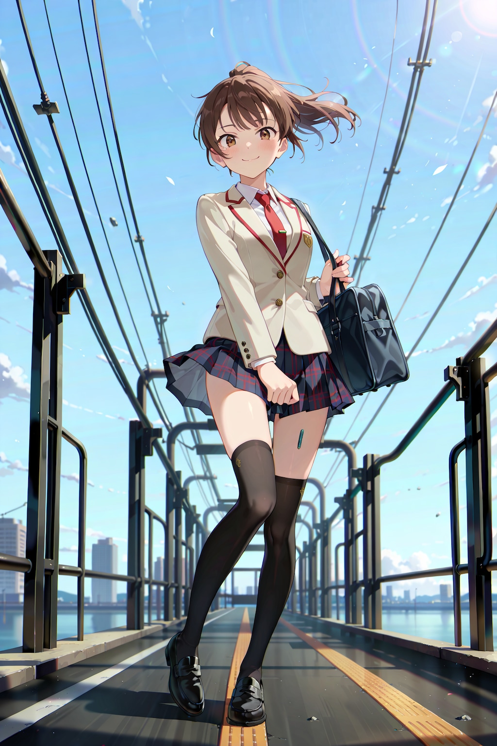 春一番の風に舞うスカート