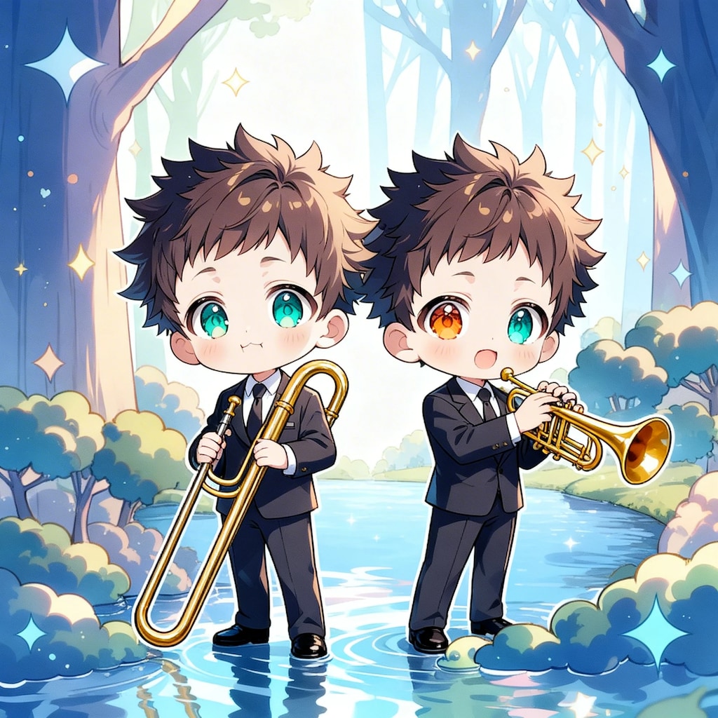 金管楽器を演奏する