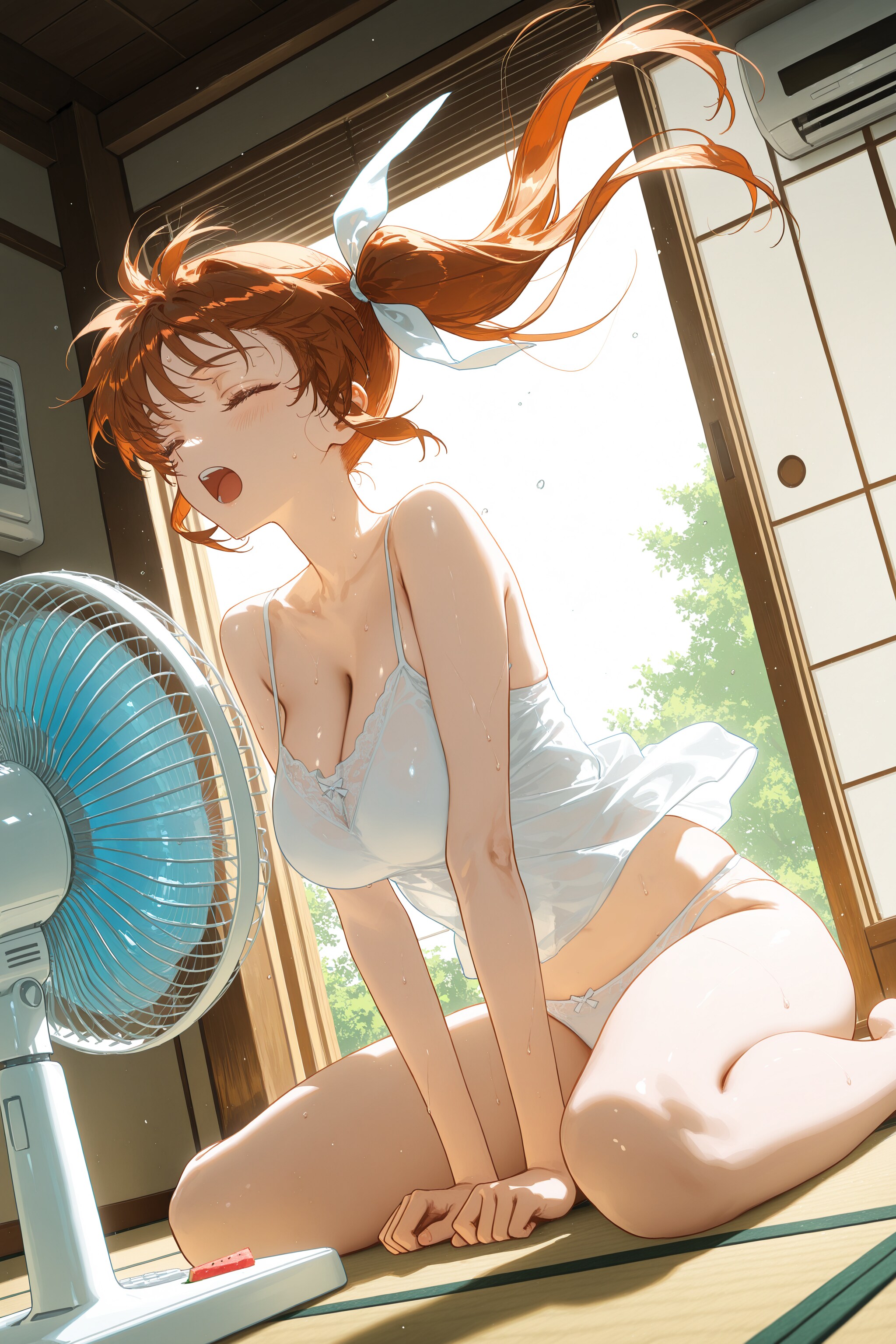 白い悪魔も夏の暑さでとても熱いと感じる。