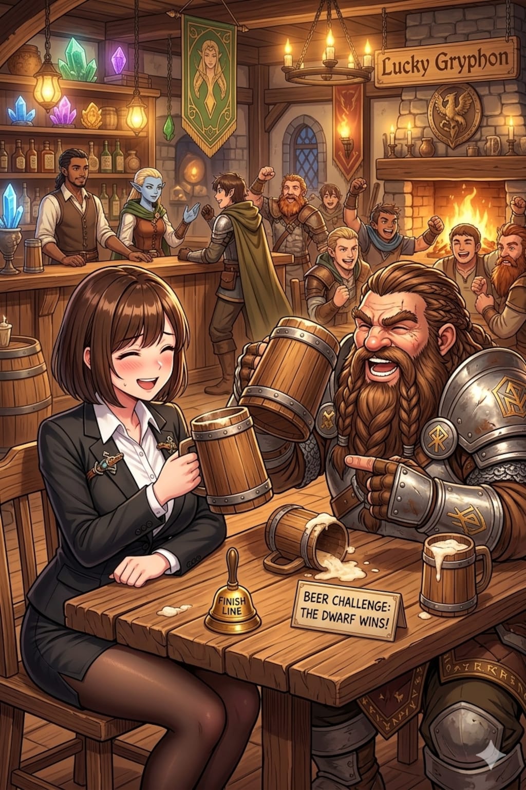 ドワーフと異世界酒場で酒飲むアキちゃん