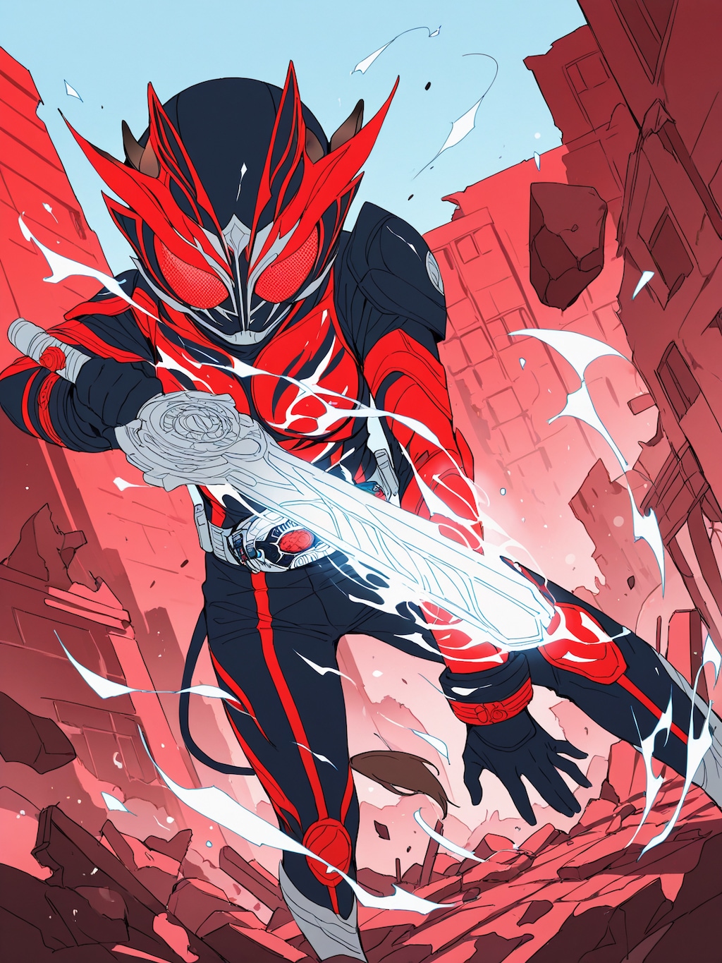 仮面ライダータイプのケモミミパワードスーツ