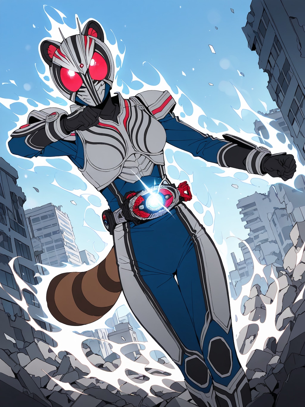 仮面ライダータイプのケモミミパワードスーツ