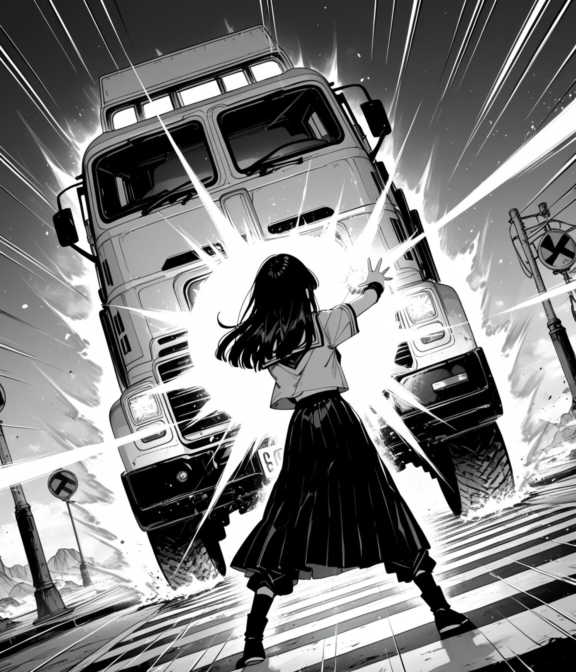 転生トラックと最終決戦 | の人気AIイラスト・グラビア