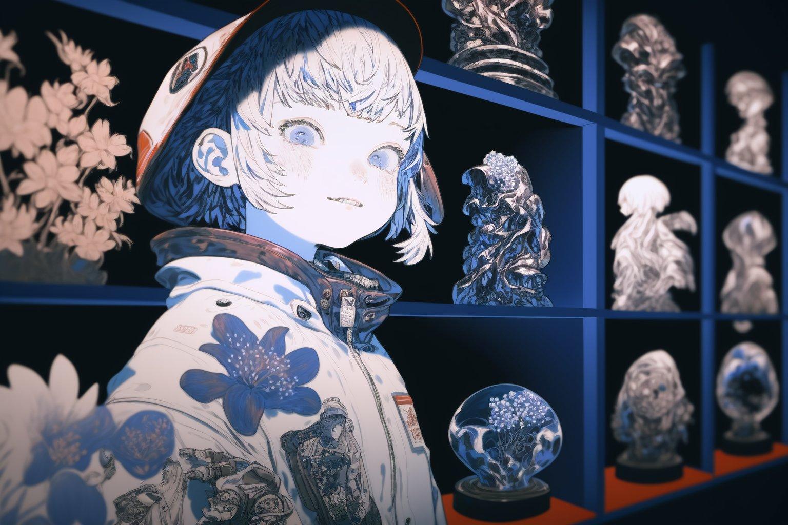 女の子と瓶詰め展示