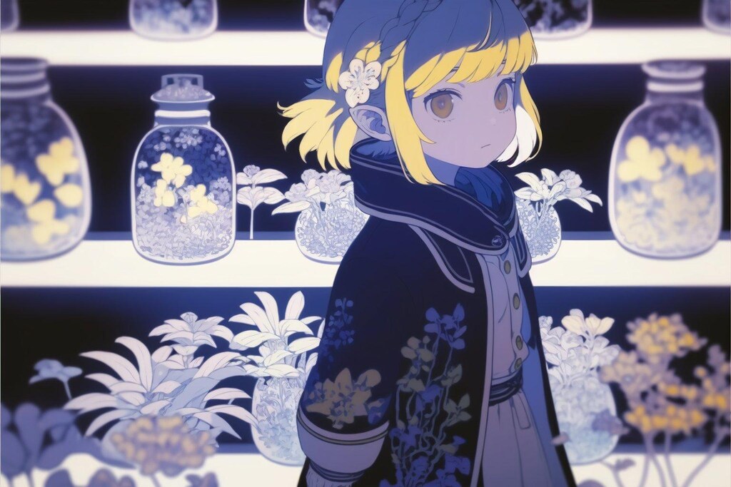女の子と瓶詰め展示