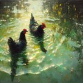 Black hens in green water 4枚目