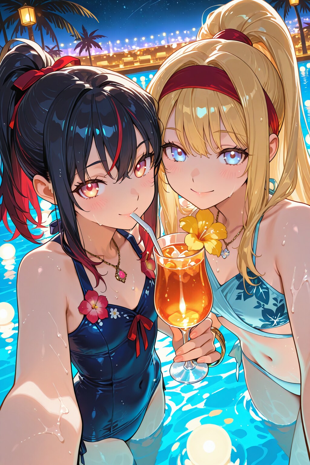 ナイトプールのふたり