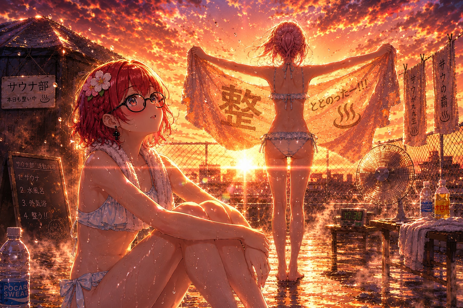 整った夕暮れ、屋上サウナ部。