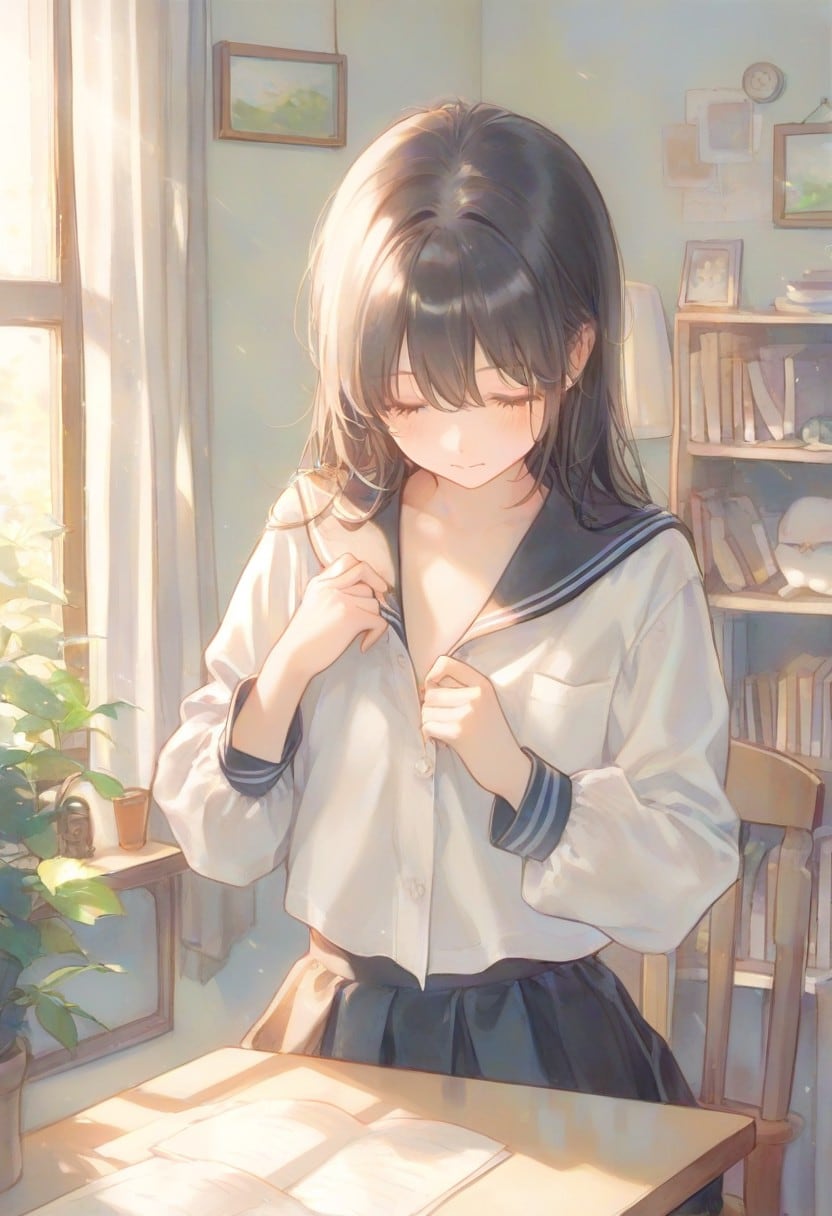 朝の支度(水彩タッチ)(3)
