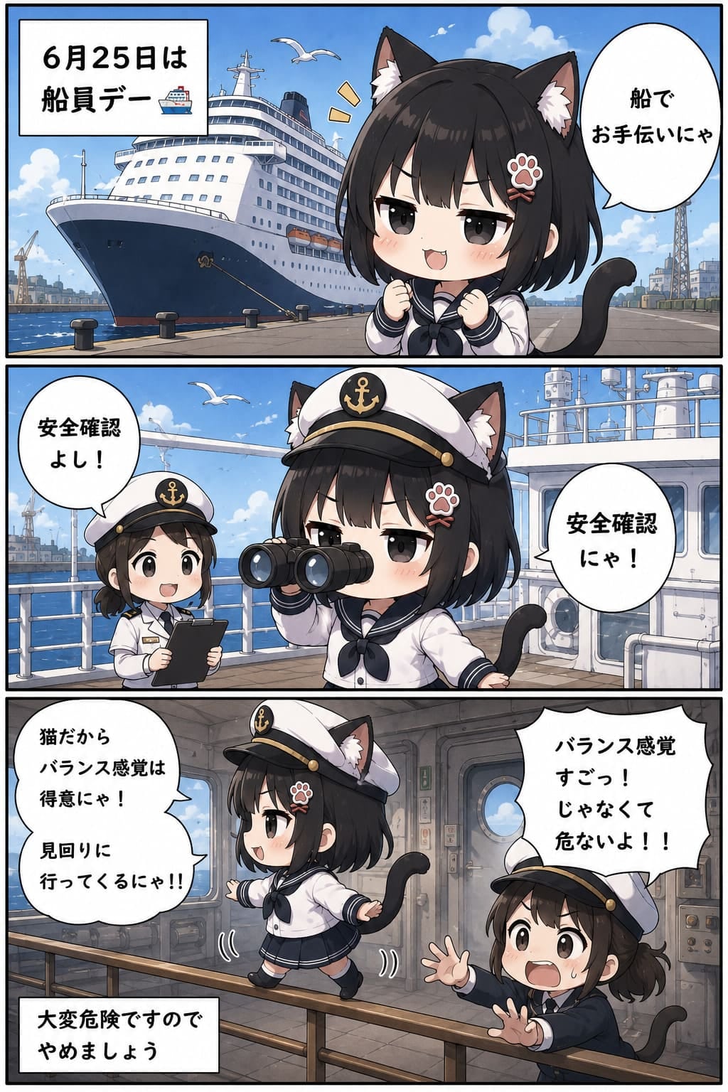 3コマ漫画 2026.06.25. 「船員デー」