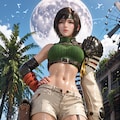 55. Date with Yuffie Kisaragi, Green top and beige shorts 4枚目