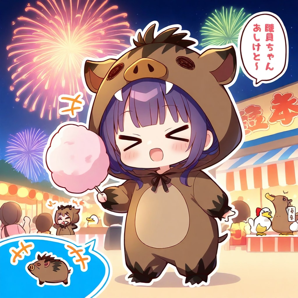 夏祭りの紫髪ちゃん