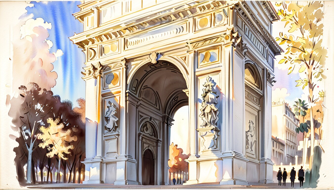 水彩スケッチ・ランドマーク | の人気AIイラスト・グラビア