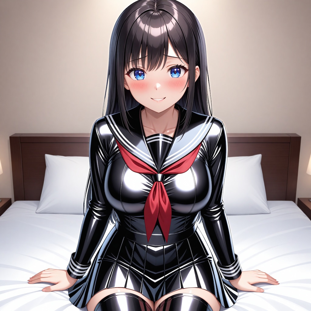 黒エナメルセーラー服＋サイハイソックス