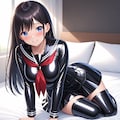 黒エナメルセーラー服＋サイハイソックス 7枚目