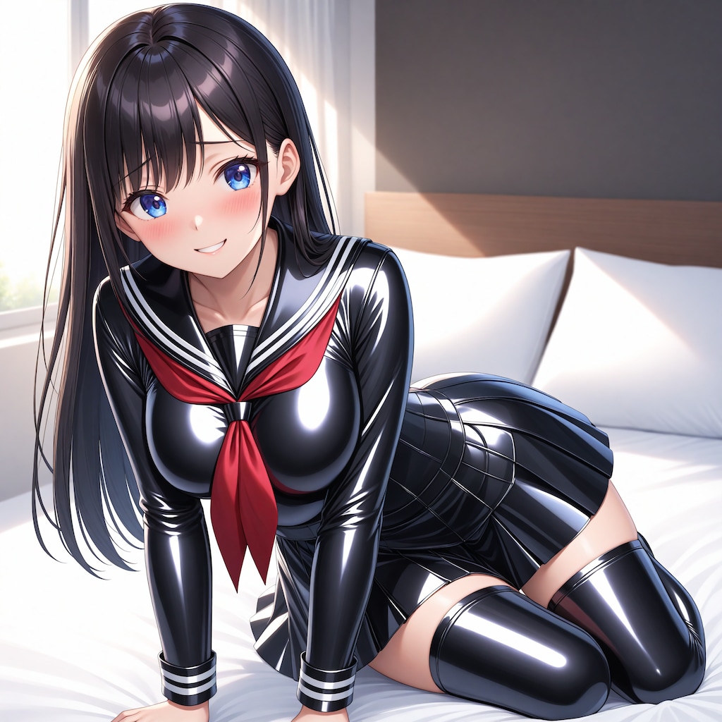 黒エナメルセーラー服＋サイハイソックス